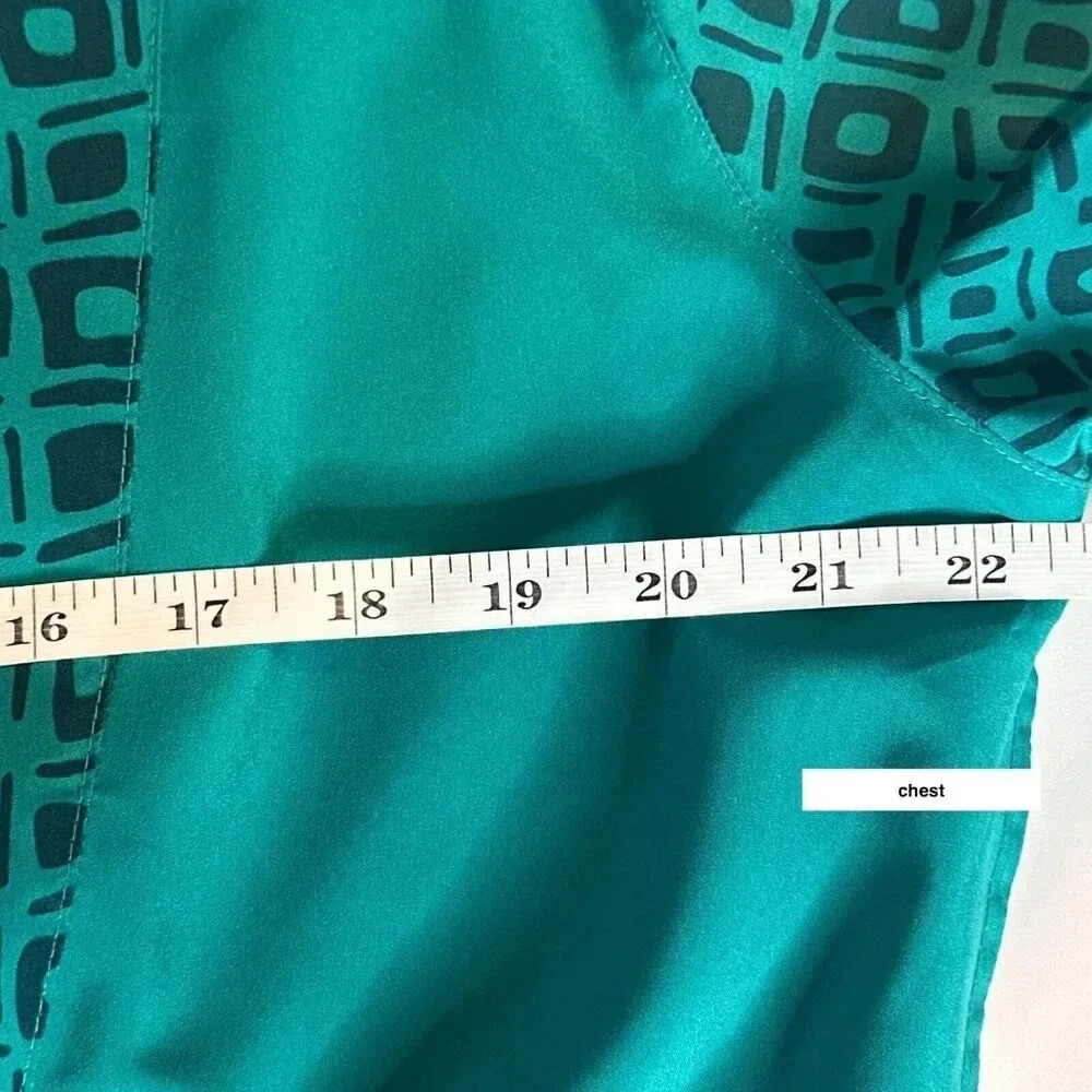 Vintage 90s LBH Windbreaker Womens Medium Teal Green Geometric Sporty Jacket - Picture 12 of 16
